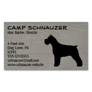 Carte De Visite Magnétique Schnauzer Dog Silhouette Faux Style Bois