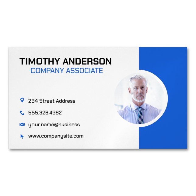 Carte De Visite Magnétique Senior Business Man | Société (devant)