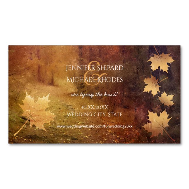 Carte De Visite Magnétique sentier d'automne tombant érable feuille rustique  (devant)