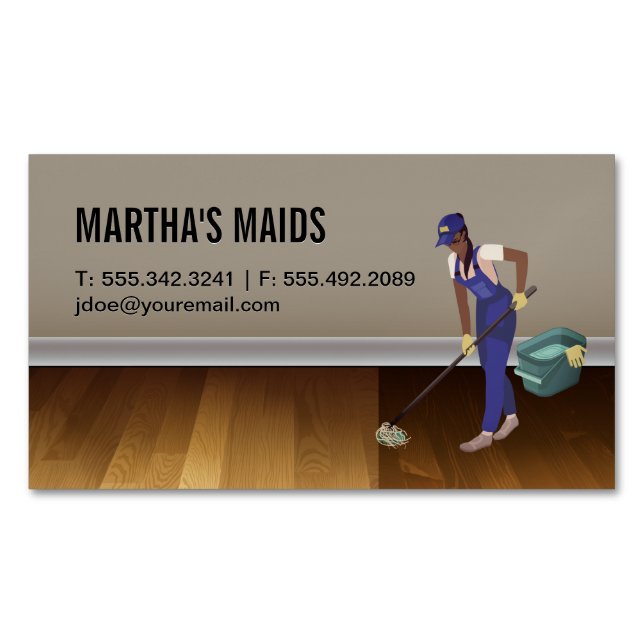 Carte De Visite Magnétique Service de ménage | Parquet (devant)