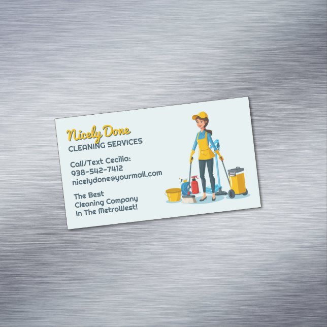 Carte De Visite Magnétique Service de nettoyage des domestiques (In Situ)