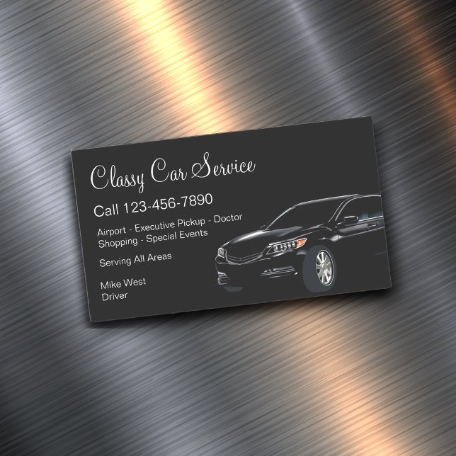Carte De Visite Magnétique Service De Voiture Classique Ou Conducteur Uber (Créateur téléchargé)