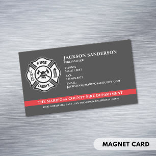 Carte De Visite Magnétique Service d'incendie personnalisé Pompier Red Line L