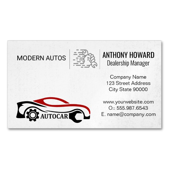 Carte De Visite Magnétique Services Auto | Concessionnaire automobile | Pièce (devant)
