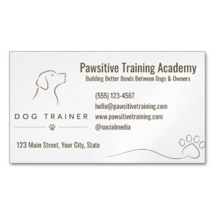 Carte De Visite Magnétique Services de formation canine de luxe minimaliste p