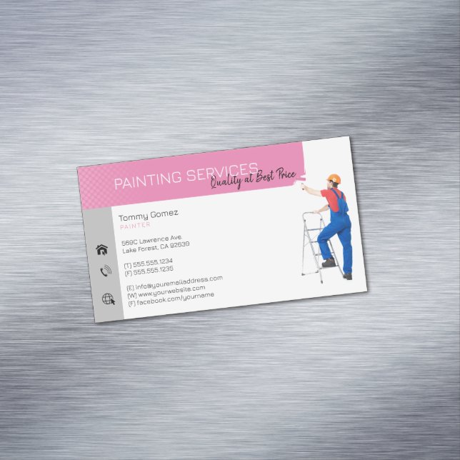 Carte De Visite Magnétique Services de peinture | Peintre au travail (In Situ)