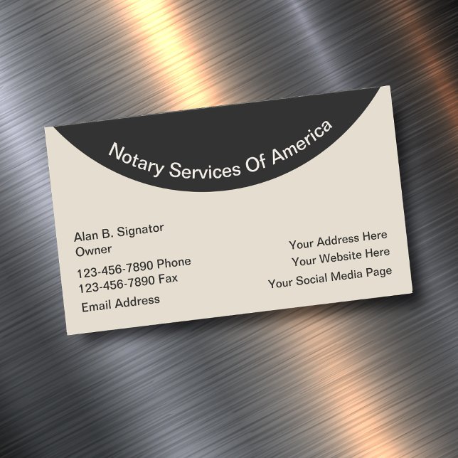 Carte De Visite Magnétique Services notaires modernes (Notary Business Cards)