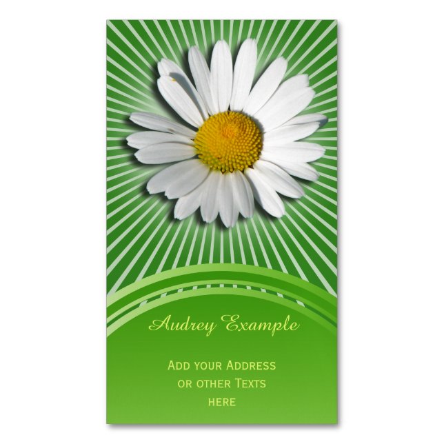 Carte De Visite Magnétique Seulement une Marguerite Blossom + votre backgr. & (devant Vertical)