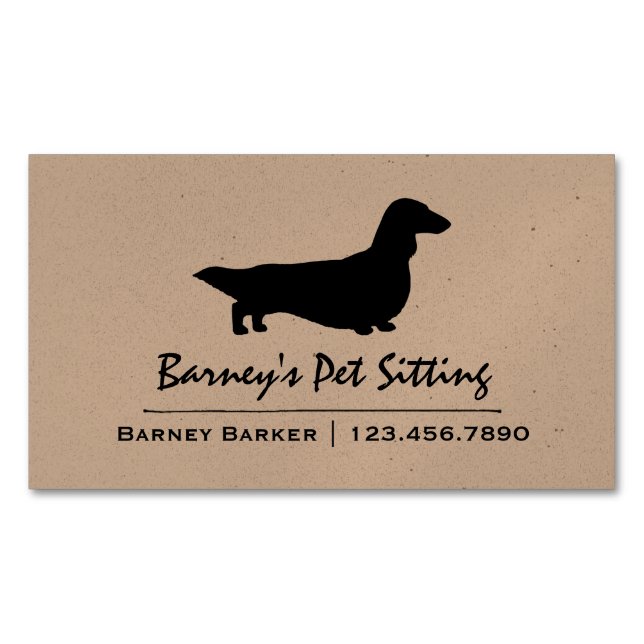 Carte De Visite Magnétique Silhouette Dachshund | Chien de l'animal (devant)