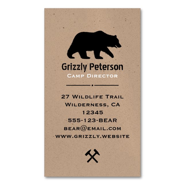 Carte De Visite Magnétique Silhouette de l'ours grizzli sauvage | Nature (devant Vertical)