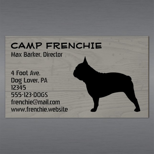Carte De Visite Magnétique Silhouette | Frenchie Dog Rustic (Créateur téléchargé)