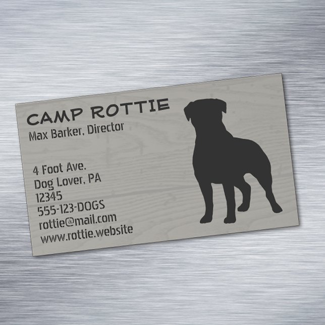 Carte De Visite Magnétique Silhouette Rottweiler | Chien pour animaux de comp (Créateur téléchargé)