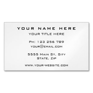 Carte De Visite Magnétique Simple élégant professionnel personnalisé blanc