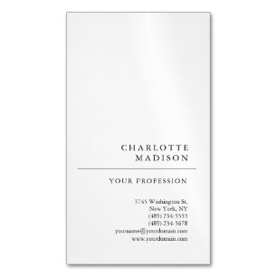 Carte De Visite Magnétique Simple moderne blanc tendance minimaliste plat