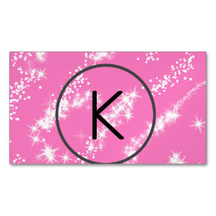 Carte De Visite Magnétique simple monogramme blanc monogramme rose parties sc