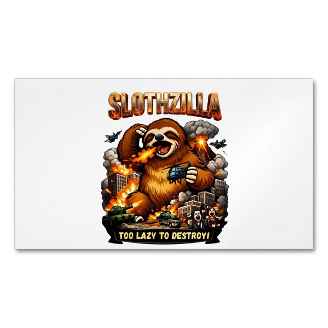 Carte De Visite Magnétique Slothzilla Too Lazy to Destroy,Funny Kaiju Monster (devant)
