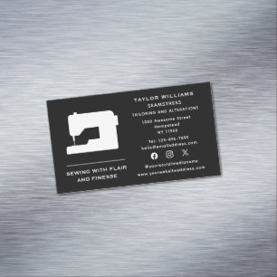 Carte De Visite Magnétique Social Media Seamstress Tailoring Machine à coudre
