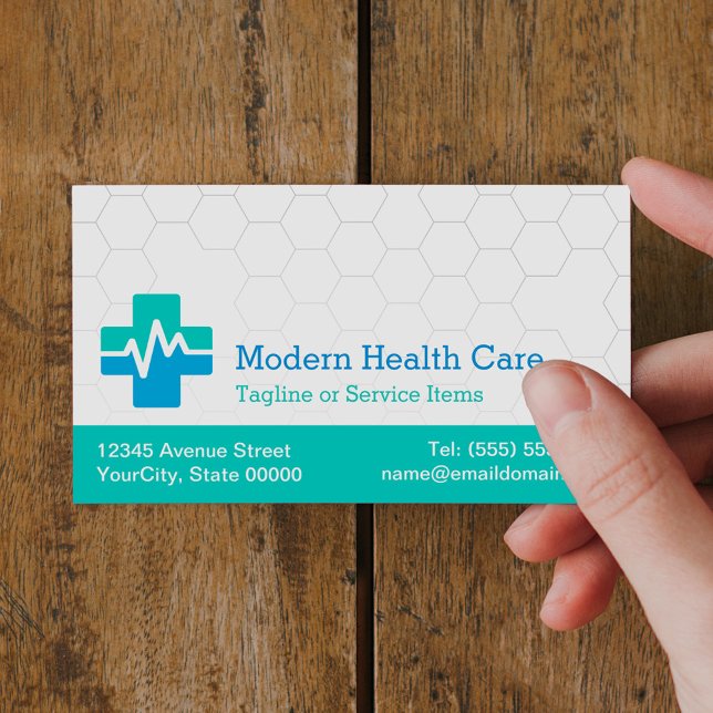 Carte De Visite Magnétique Soins de santé Médicales modernes - Bleu vert blan (Créateur téléchargé)