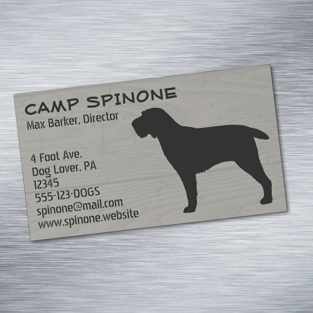 Carte De Visite Magnétique Spinone Italiano Chien Silhouette Faux Style Bois (Créateur téléchargé)