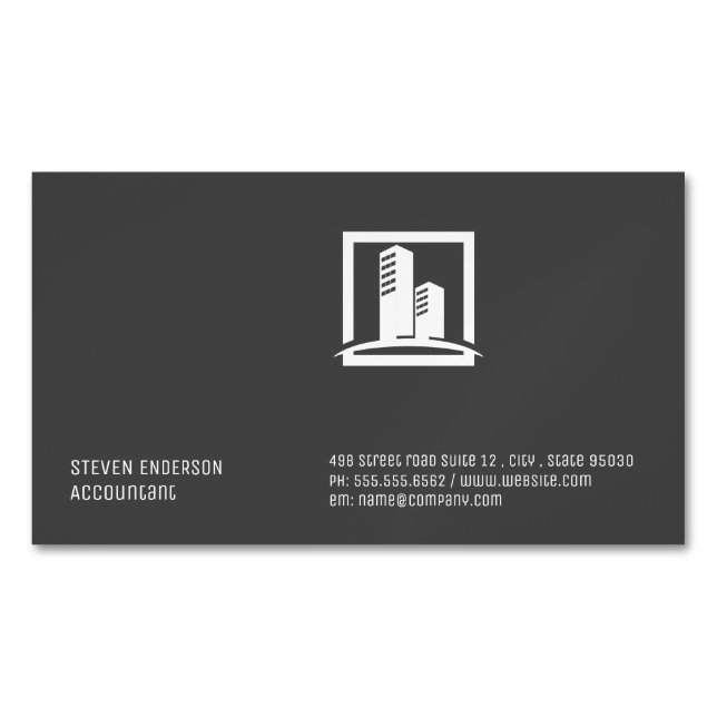 Carte De Visite Magnétique Style d'entreprise | Icône de construction (devant)