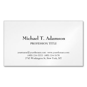 Carte De Visite Magnétique Style rétro Élégant Plaque blanche simple