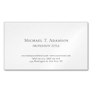 Carte De Visite Magnétique Style Rétro Élégant Simple Uni Noir & Blanc