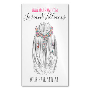 Carte De Visite Magnétique Styliste Pastel Hair Styliste Braid Hairstyle Fleu
