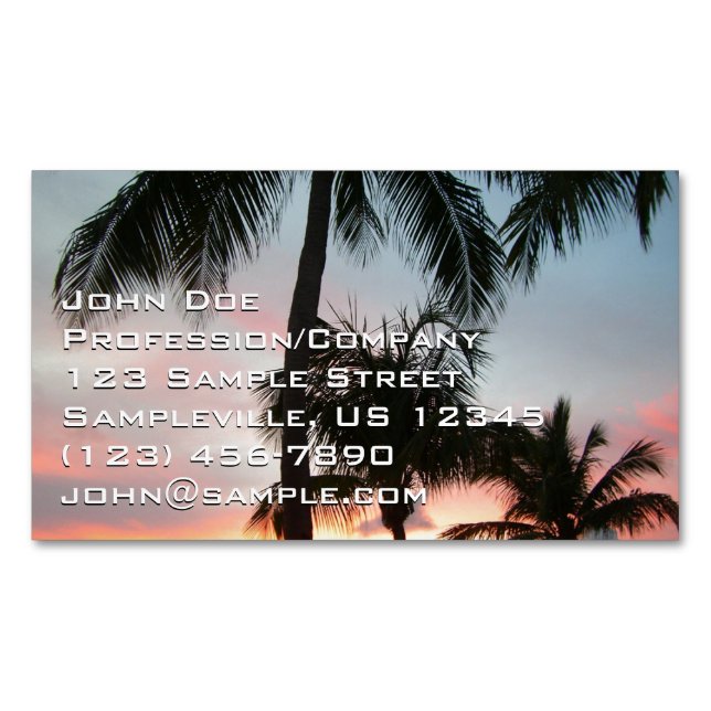 Carte De Visite Magnétique Sunset Palms Tropical Paysage Photographie (devant)