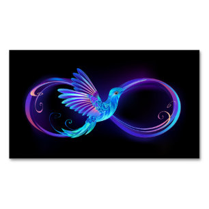 Carte De Visite Magnétique Symbole d'infini néon avec colibri brillant