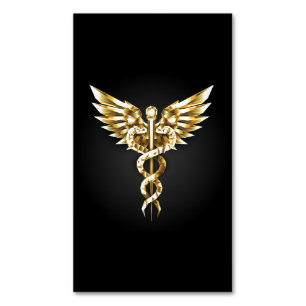 Carte De Visite Magnétique Symbole Polygonal Or Caduceus