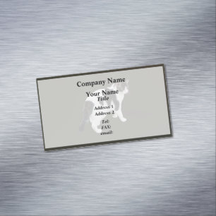 Carte De Visite Magnétique Tabby Blanc Avec Patches Sombres
