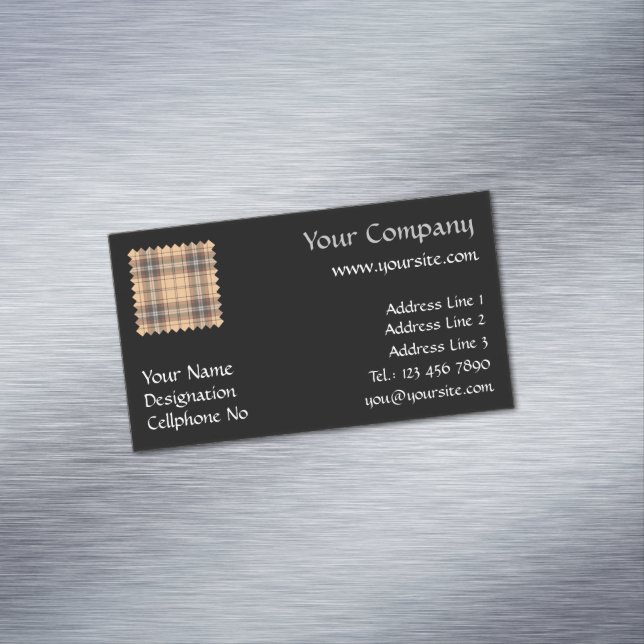 Carte De Visite Magnétique Tartan beige et Brown (In Situ)