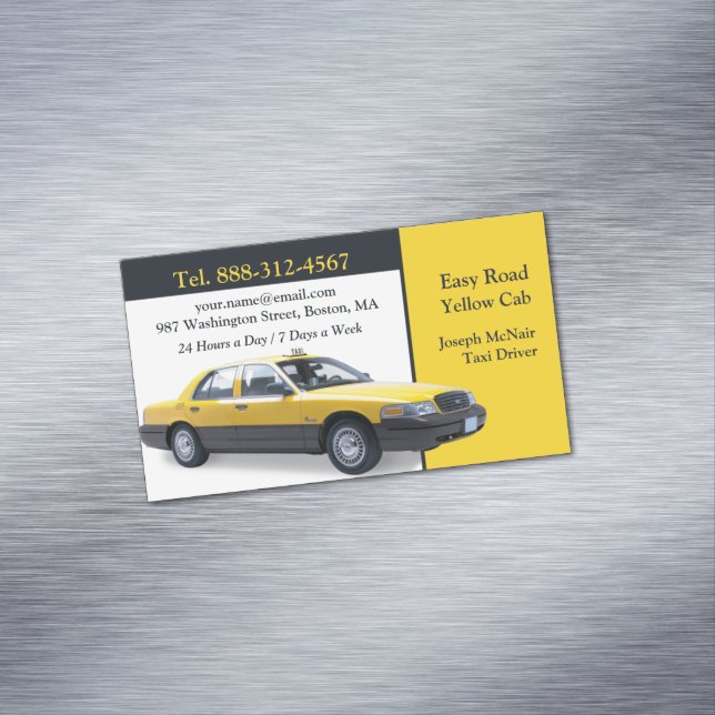 Carte De Visite Magnétique Taxi cabine jaune (In Situ)