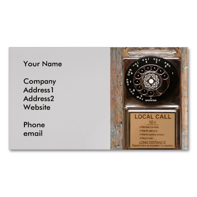 Carte De Visite Magnétique Téléphone antique rotatif payant rude (devant)