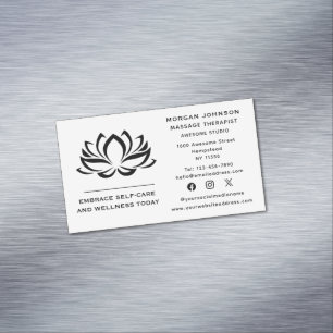 Carte De Visite Magnétique Thérapie de Massage Fleur de Lotus Médias Sociaux 