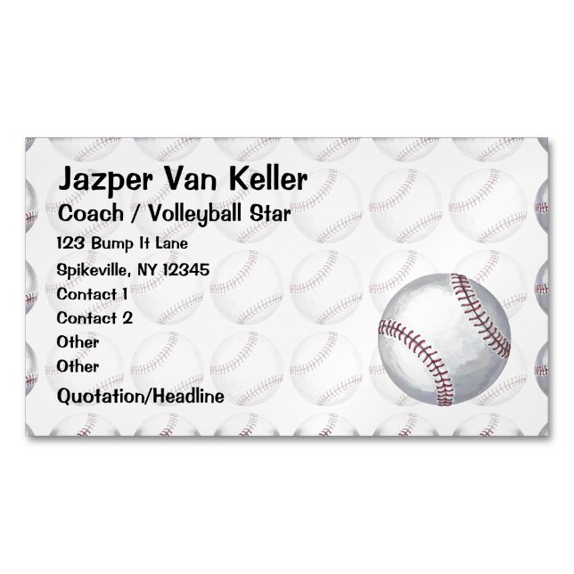 Carte De Visite Magnétique Tout sur le Motif de baseball (devant)