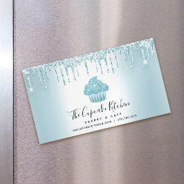 Carte De Visite Magnétique Turquoise Cupcake Boulangerie Pâtisserie Chef Part