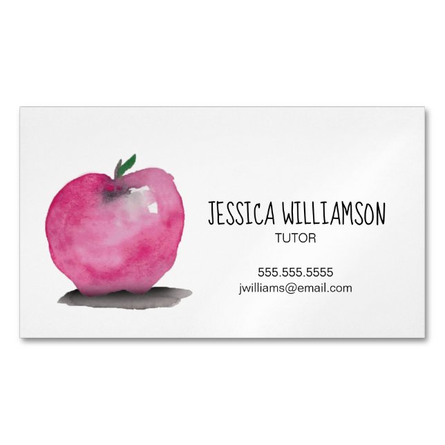 Carte De Visite Magnétique TUTEUR moderne de professeur d'APPLE d'aquarelle (devant)