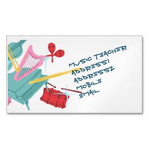 Carte De Visite Magnétique Tutor tambour amusant et coloré 