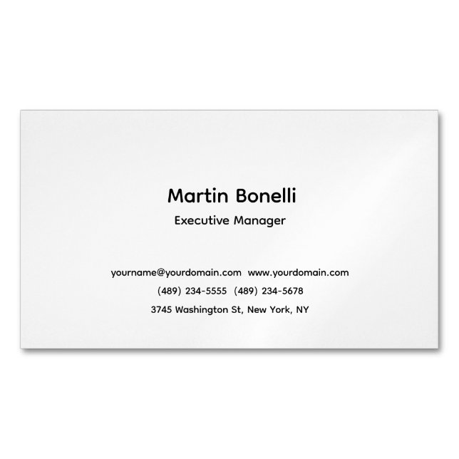 Carte De Visite Magnétique Unique Classique Simple Noir Blanc (devant)