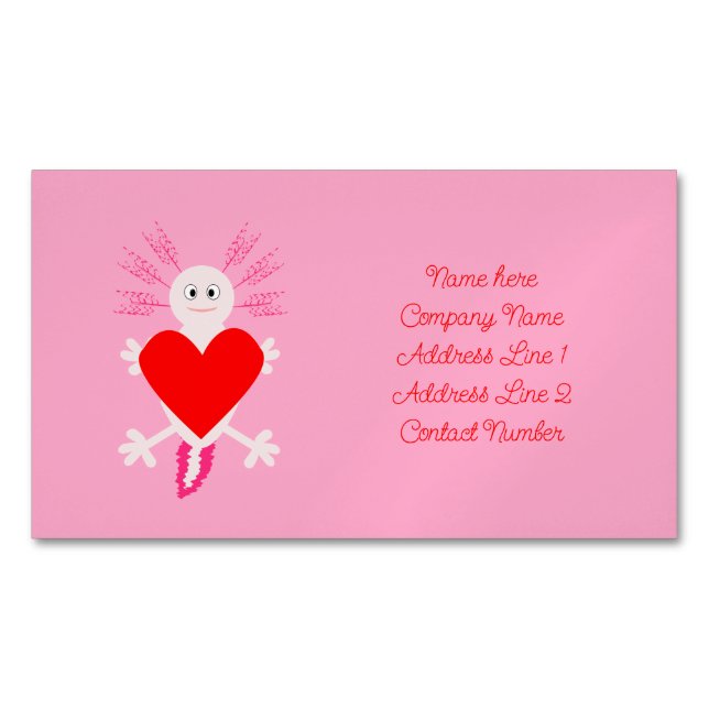 Carte De Visite Magnétique Valentines Jour Amour Coeur Axolotl Personnalisé (devant)