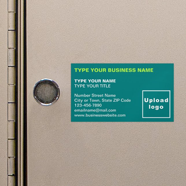 Carte de visite magnétique vert Turquoise aligné g (Teal green magnetic business card in left aligned style)