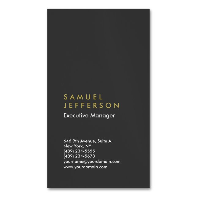 Carte De Visite Magnétique Vertical gris noir professionnel simple moderne (devant Vertical)