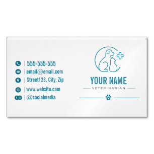 Carte De Visite Magnétique Vétérinaire personnalisé avec code QR