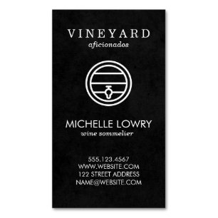 Carte De Visite Magnétique Vignoble Lux Black   Dégustation de vin