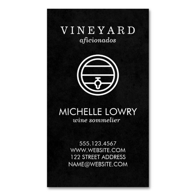 Carte De Visite Magnétique Vignoble Lux Black | Dégustation de vin (devant Vertical)