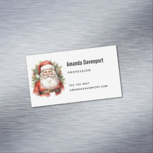 Carte De Visite Magnétique Vintage Noël Père Noël Souriant
