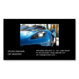 Carte De Visite Magnétique Voiture de sport bleue Gros plan