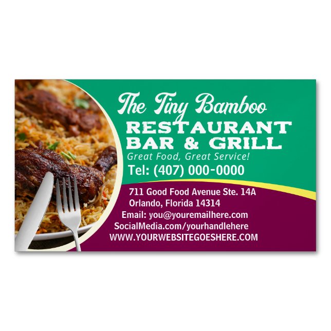 Carte De Visite Magnétique Votre Chef Cuisinier Cuisine Services de restaurat (devant)