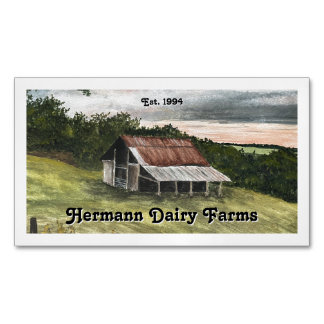 Carte De Visite Magnétique Watercolor Country Barn Scene